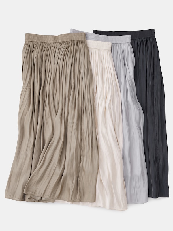 メタリックサテンプリーツスカート