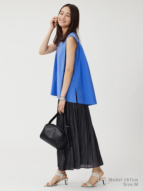 メタリックサテンプリーツスカート