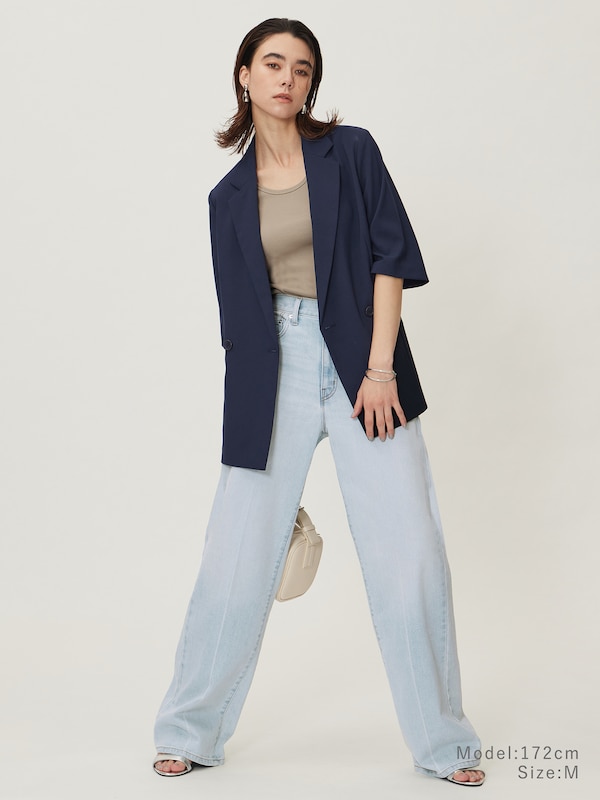 【丈長め】ハイライズワイドジーンズ