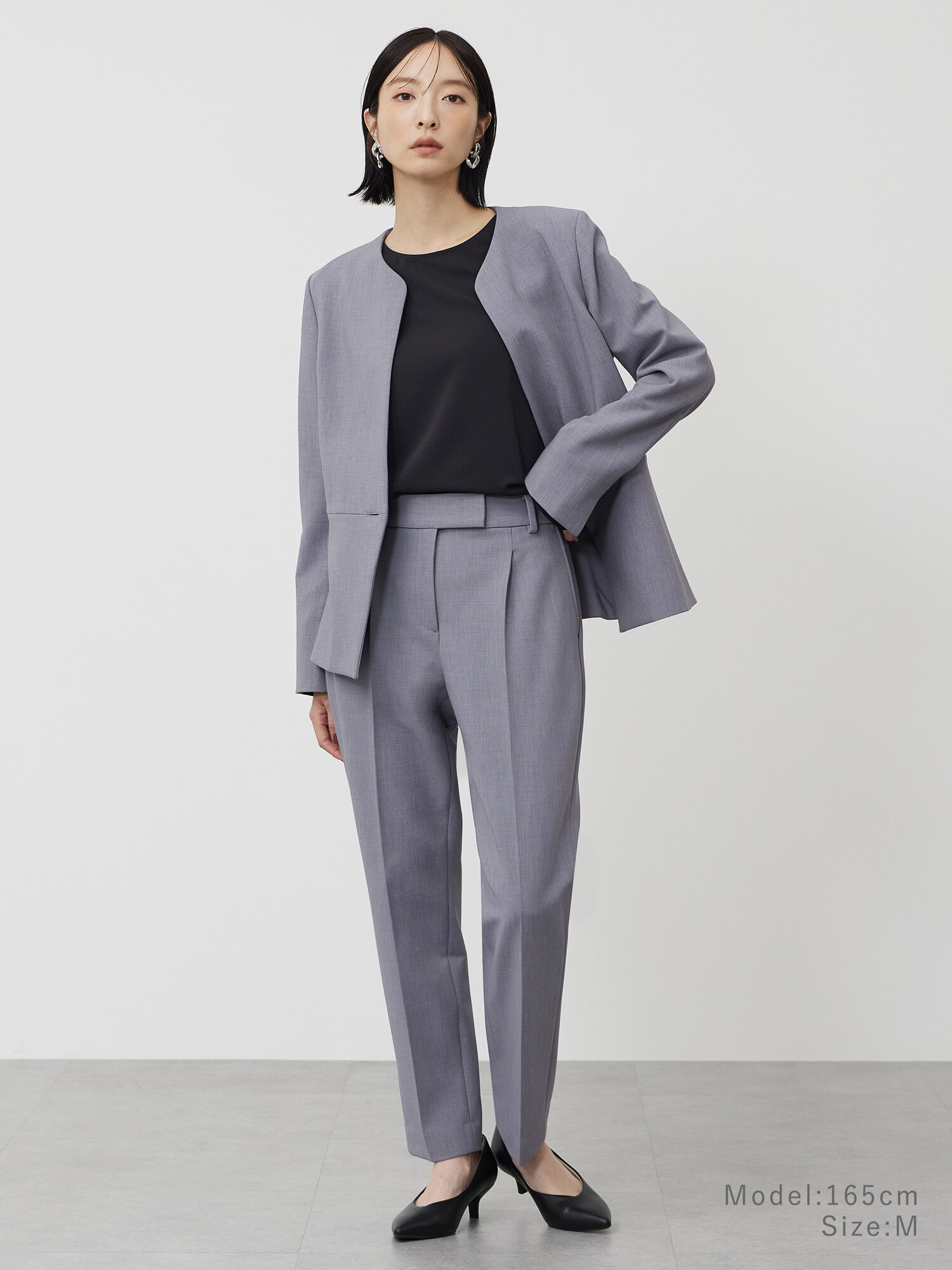 PLST ウォームリザーブジャケット、テーパードパンツ ウォームリザーブカラーレスジャケット、テーパードパンツ