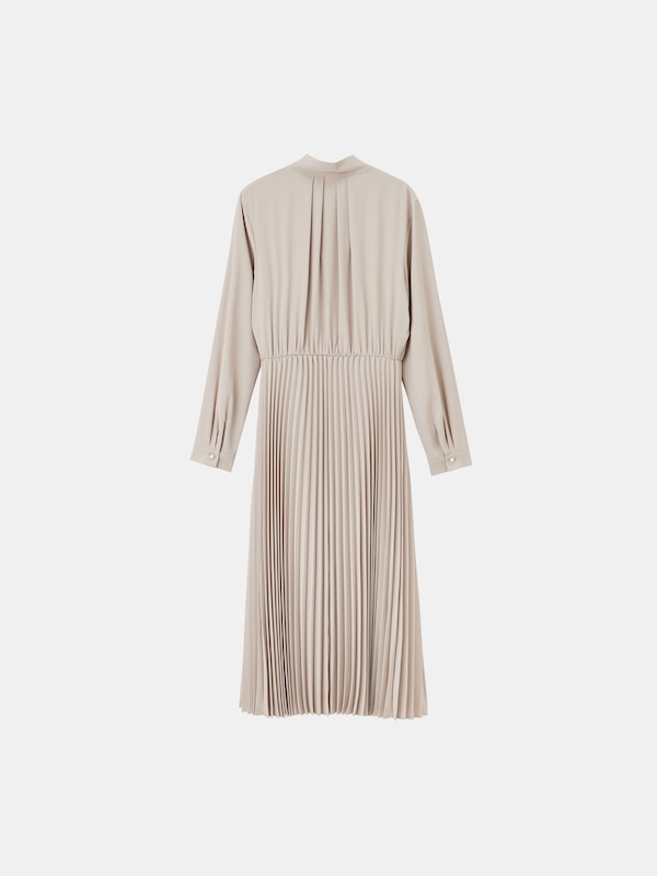 ジョーゼットプリーツドッキングワンピース（長袖）