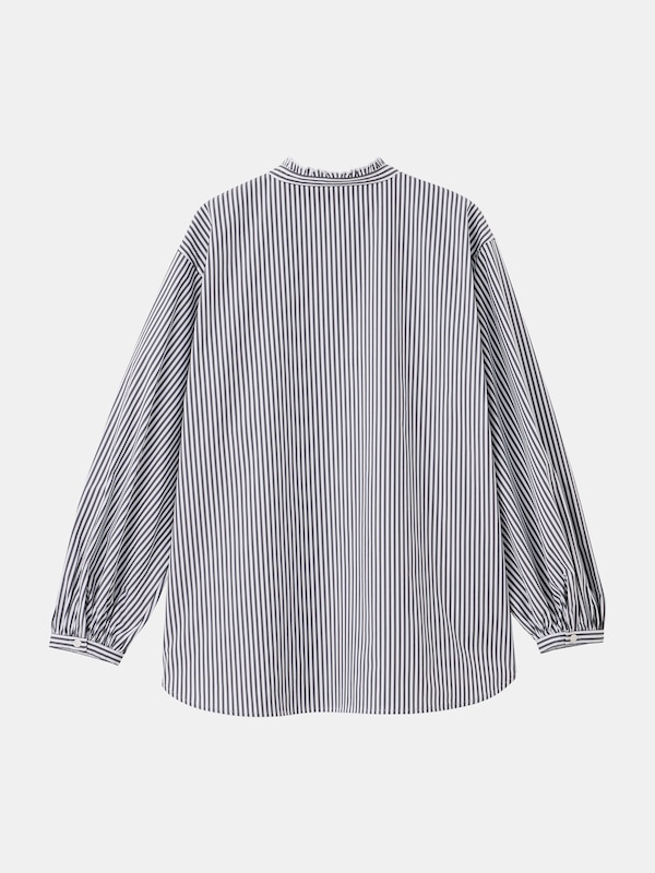 フリルネックビジューボタンブラウス（長袖）