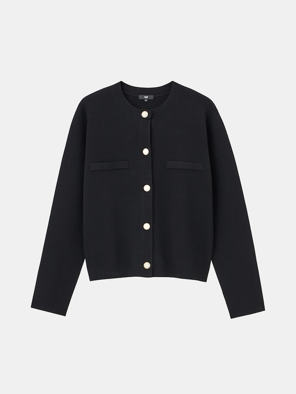 レーヨンブレンドパールボタンカーディガン
