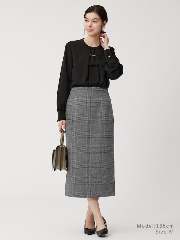 ウールブレンドリバーナロースカート