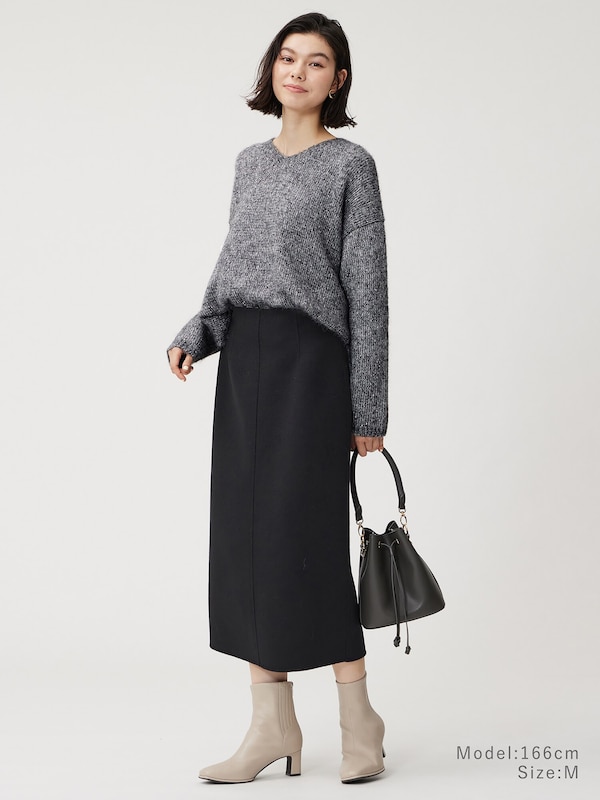 ウールブレンドリバーナロースカート