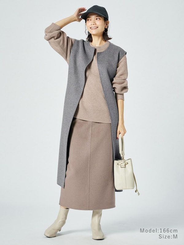 ウールブレンドリバーナロースカート