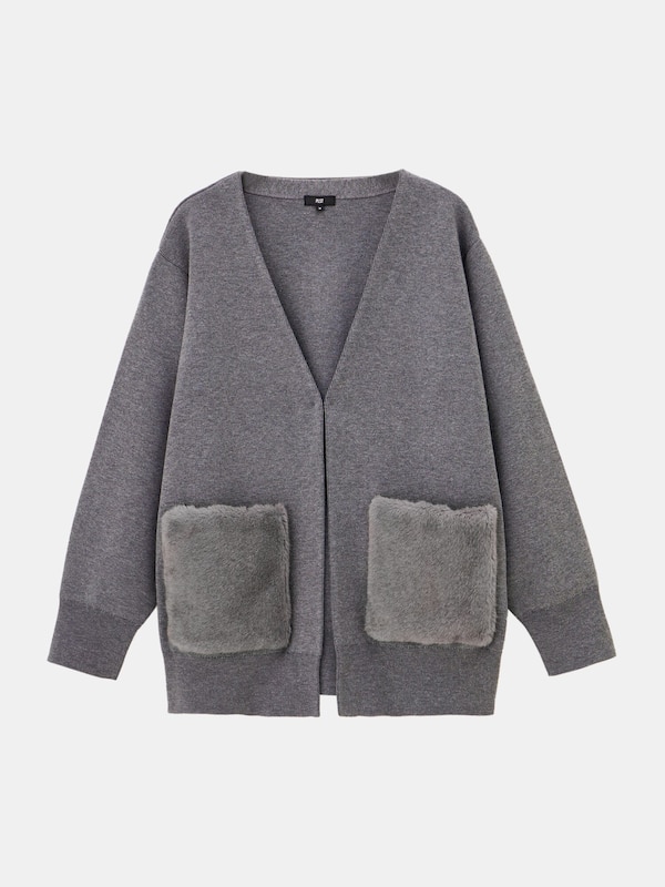 フェイクファーポケットカーディガン