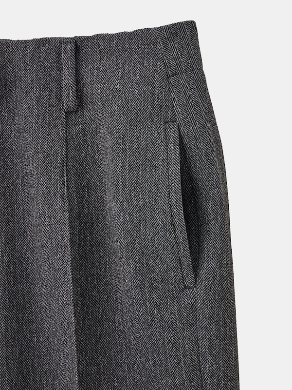 ヘリンボーンハイウエストテーパードパンツ