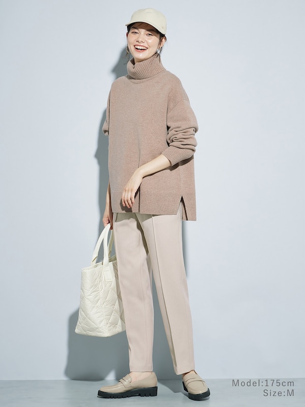 ヘリンボーンハイウエストテーパードパンツ