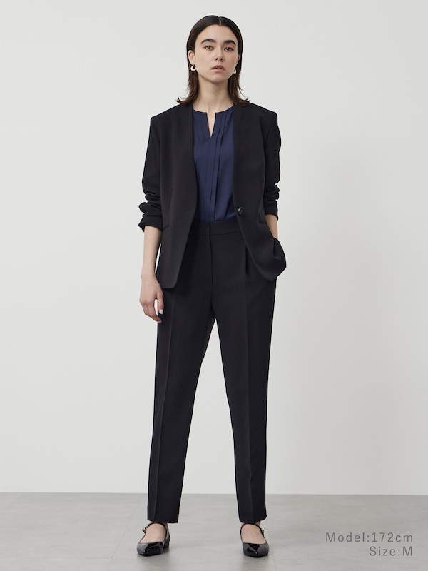 【丈長め】トリアセブレンドテーパードパンツ