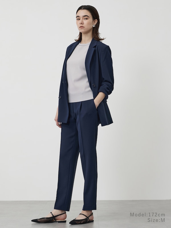 【丈長め】トリアセブレンドテーパードパンツ