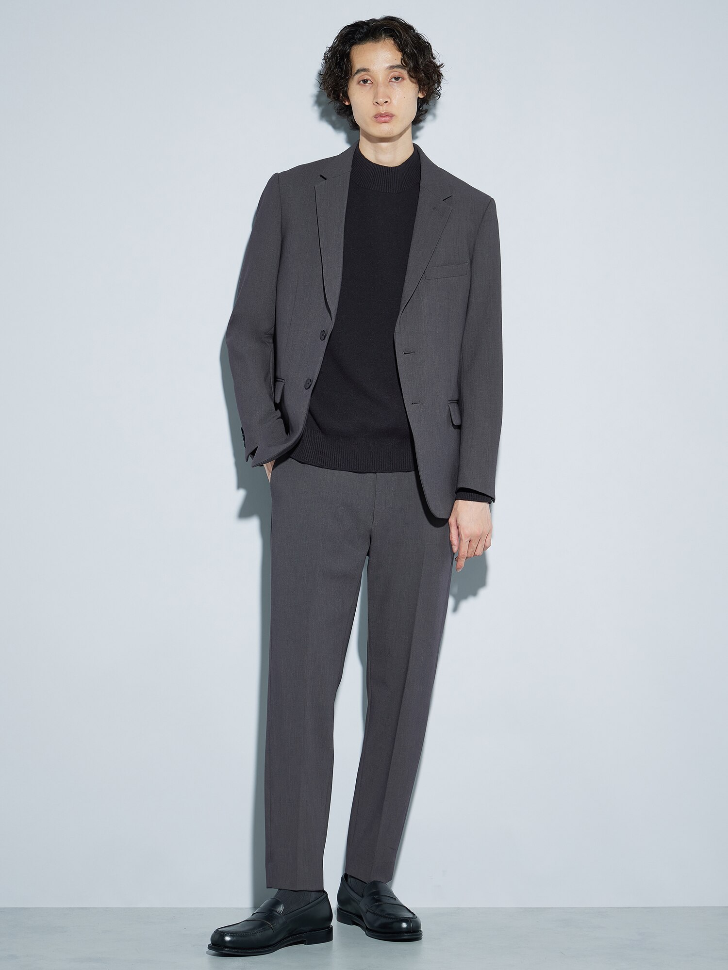 プラステ　ウールカシミアブレンドバックスリットクルーネックセーターM ブラック PLST(プラステ)公式 | UVカットレーヨンブレンドモックネック