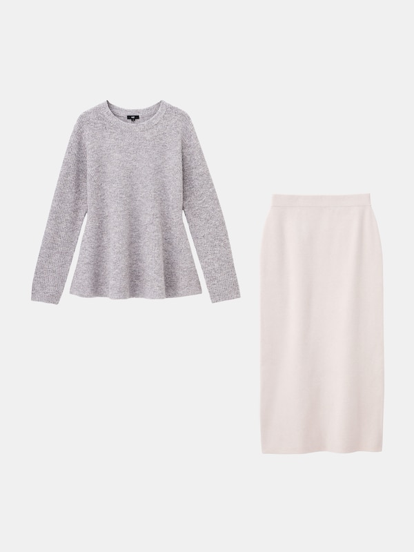 カラーミックスペプラムニットセットアップ（ラメ入り）