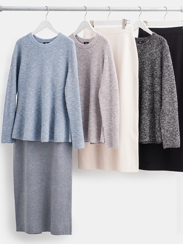 カラーミックスペプラムニットセットアップ（ラメ入り）