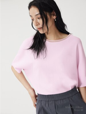 UVカットレーヨンブレンドシアーネックセーター （マシンウォッシャブル/接触冷感）