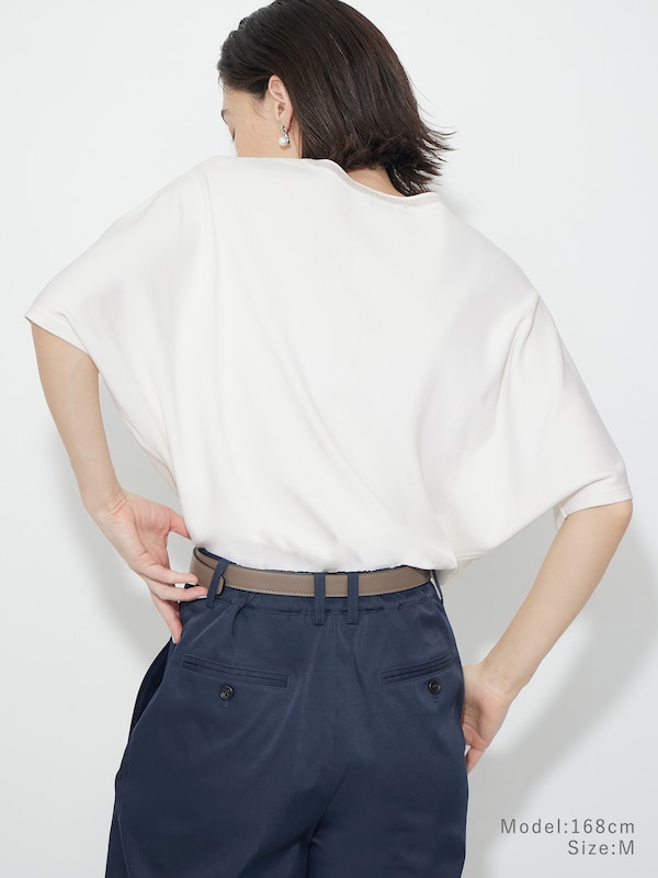 UVカットレーヨンブレンドシアーネックセーター