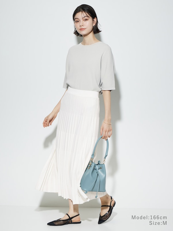 UVカットレーヨンブレンドシアーネックセーター