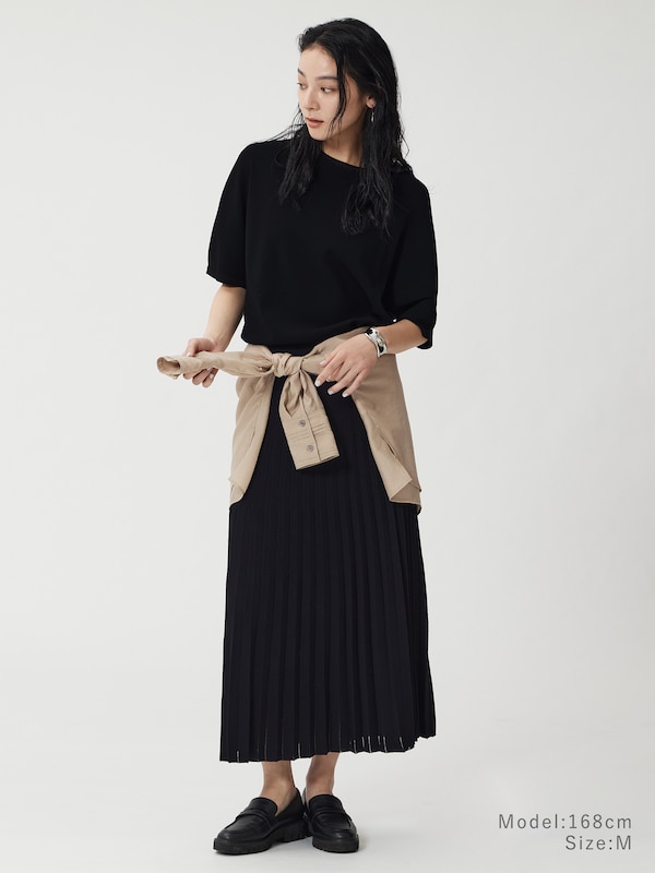 レーヨンブレンドシアープリーツスカート