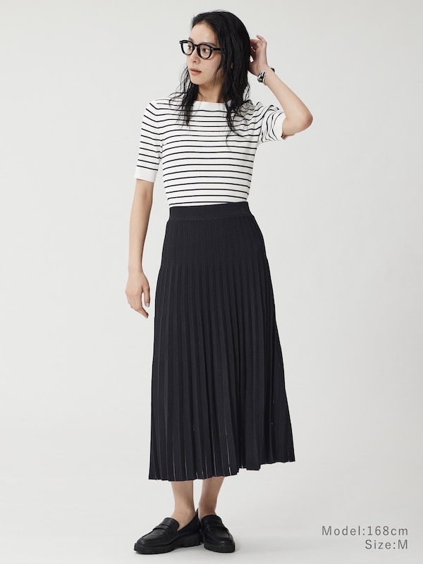 レーヨンブレンドシアープリーツスカート