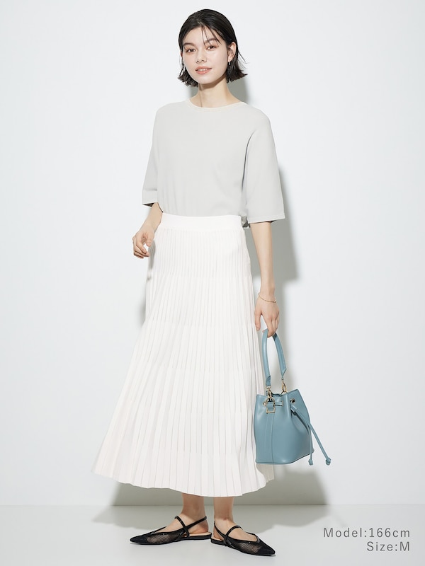 レーヨンブレンドシアープリーツスカート