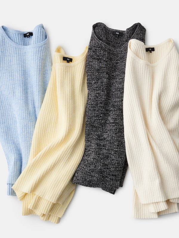 カラーミックスボートネックセーター