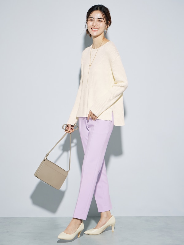 カラーミックスボートネックセーター