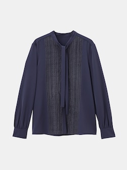 UVカットフロントレースボウタイブラウス