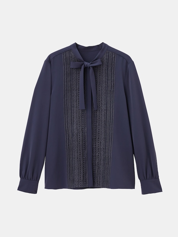 UVカットフロントレースボウタイブラウス