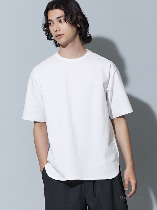 ストレッチコットンブレンドラウンドテールTシャツ