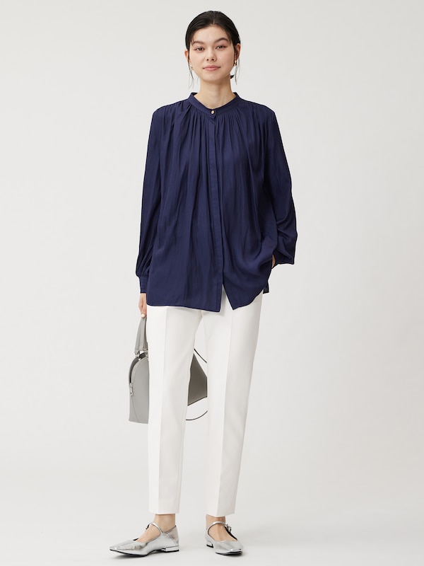 ライトサテン2WAYギャザーブラウス