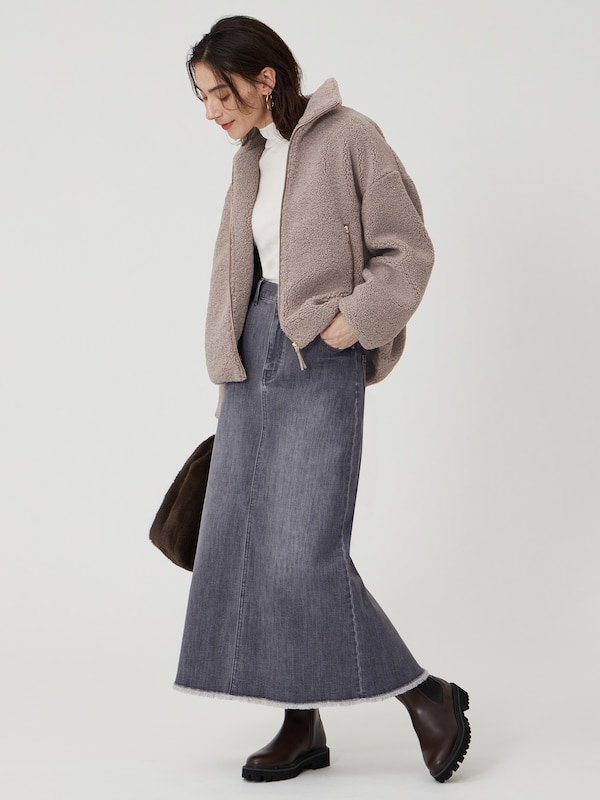 スタンドカラーボアブルゾン