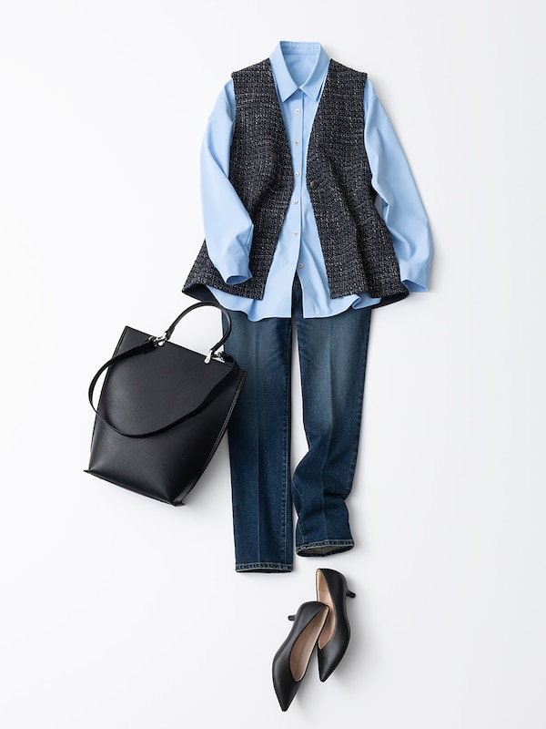 ツイードペプラムジレ