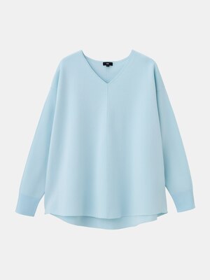 コットンブレンドVネックフレアセーター