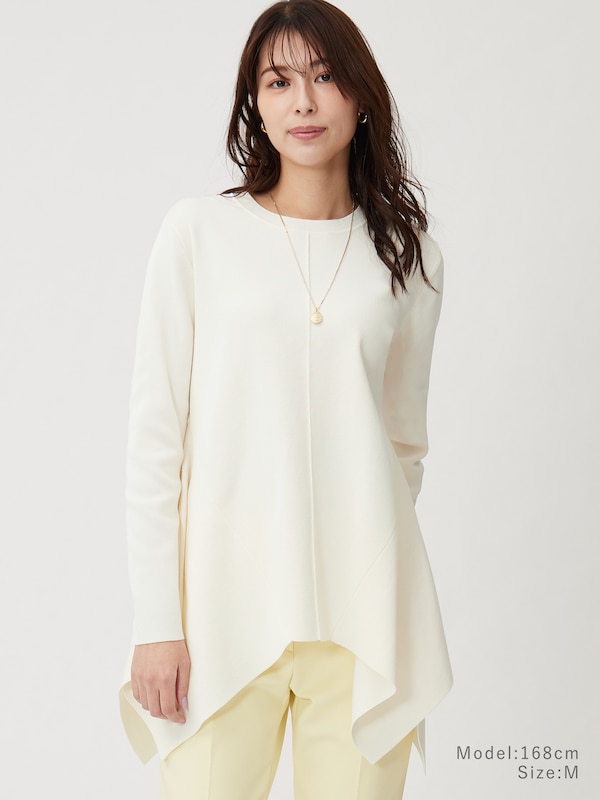 コットンブレンドイレギュラーヘムセーター