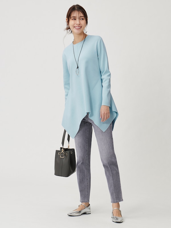 コットンブレンドイレギュラーヘムセーター