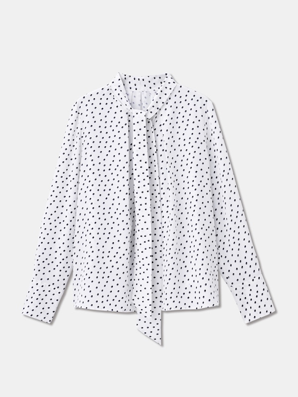 ドットプリントボウタイブラウス