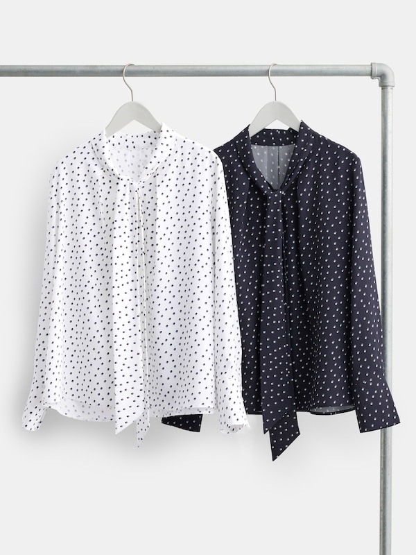 ドットプリントボウタイブラウス
