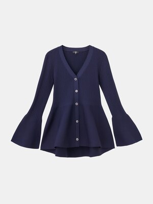 ホールガーメント®Vネックペプラムカーディガン（マシンウォッシャブル）