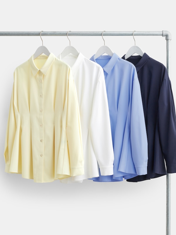 ドレーピーペプラムシャツ