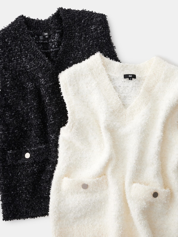 ニットツイードVネックベスト