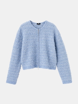 ニットツイードジップアップカーディガン