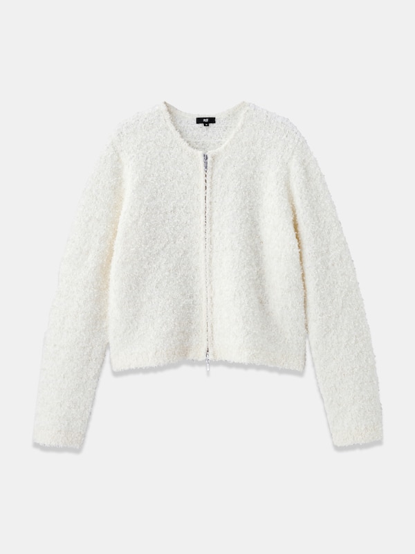 ニットツイードジップアップカーディガン