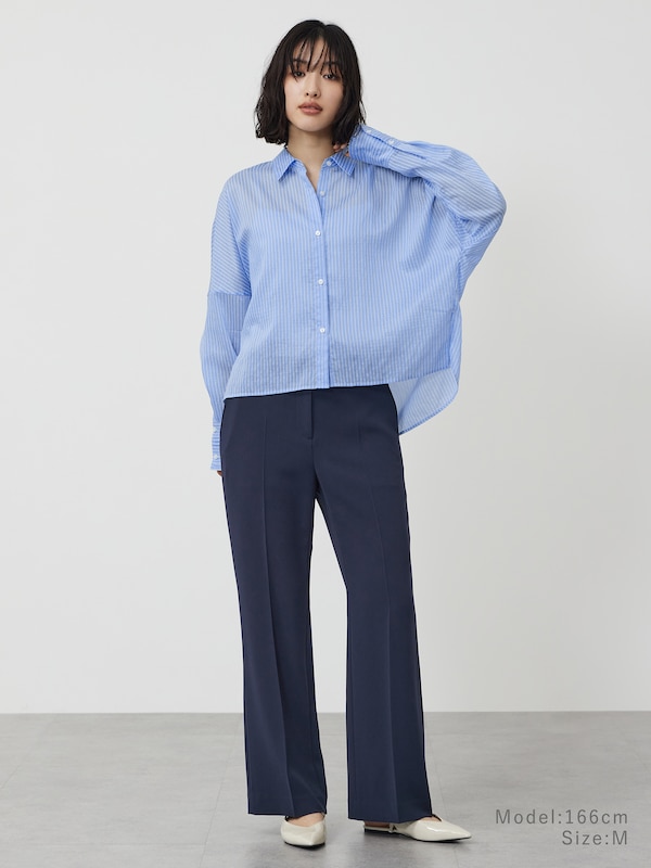 シアーストライプクロップドシャツ