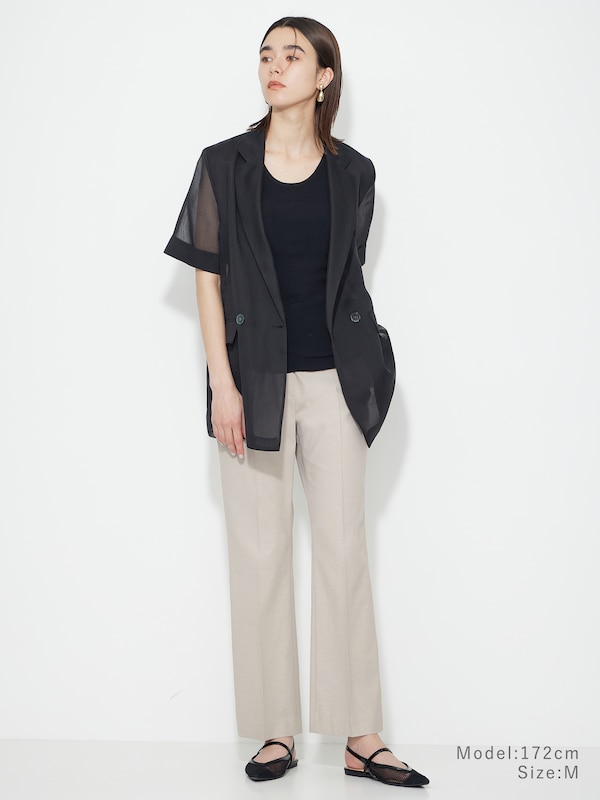 ソフトフレアパンツ（リネンブレンド）