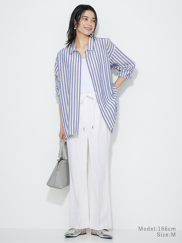 ソフトフレアパンツ（リネンブレンド）