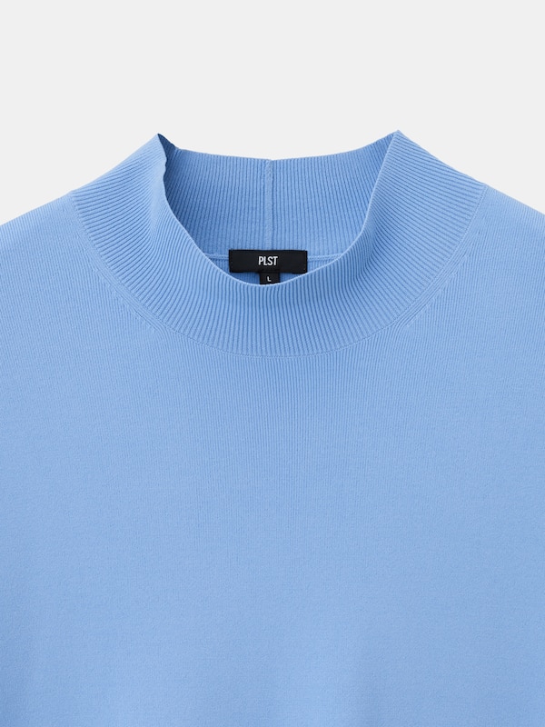 UVカットレーヨンブレンドモックネックニットTシャツ