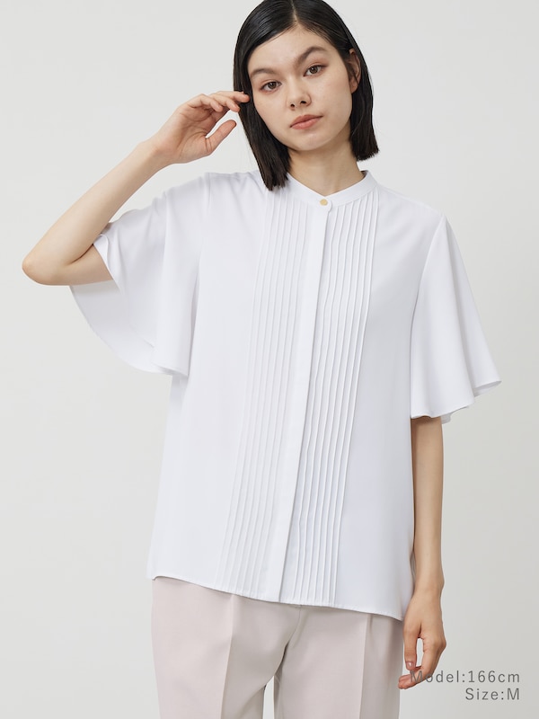 ジョーゼットフロントピンタックブラウス