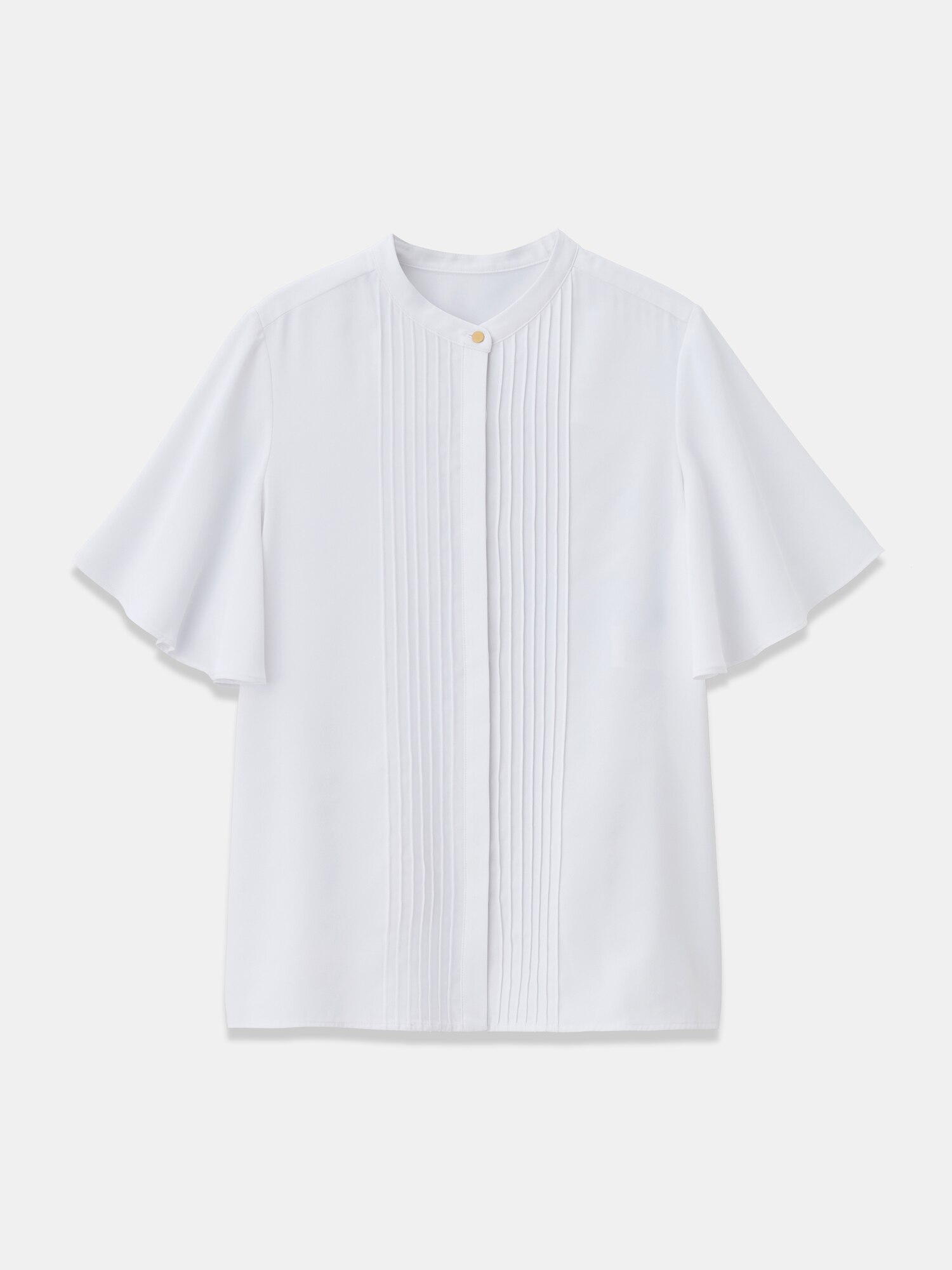 ブラウス シャツ シフォンジョーゼット ピンタックブラウス レディース moment+ ブラウス シャツ シフォンジョーゼットパール釦ラッフル