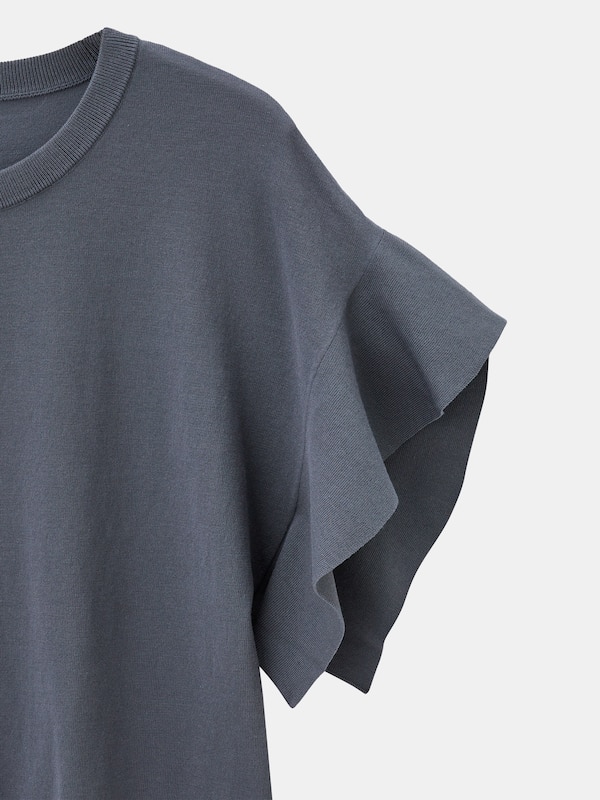 コットンアセテートブレンドフレアスリーブセーター