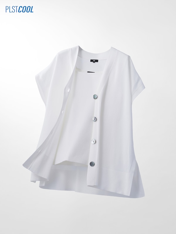 コットンアセテートブレンドジレカーディガン